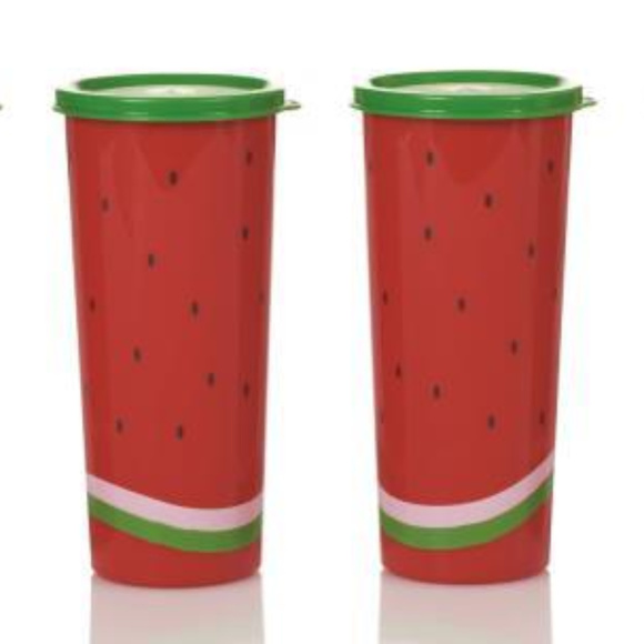 Tupperware Kitchen New Watermelon Canister 5qt Pitcher Tumblers Set